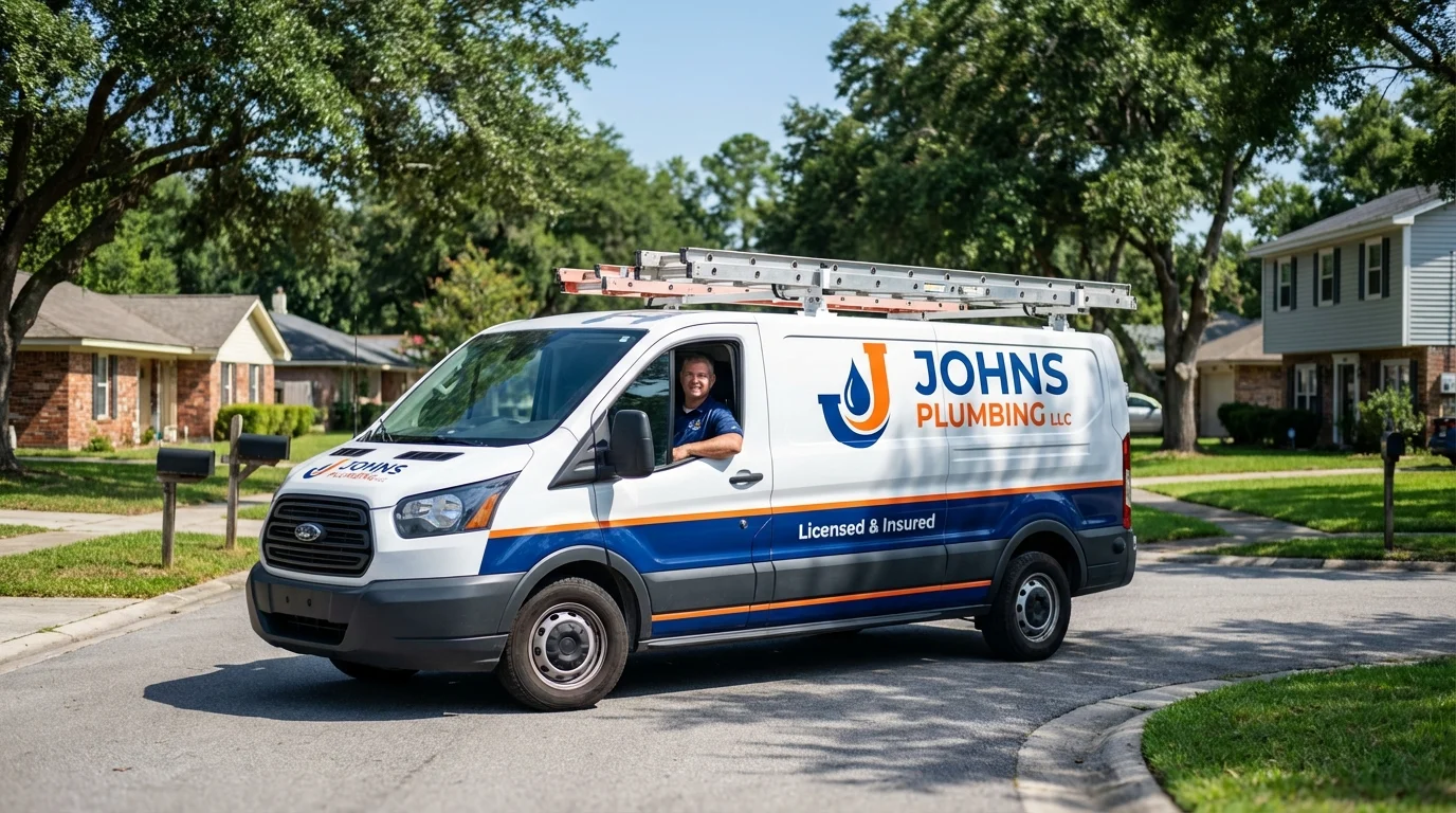 Johns Plumbing LLC service van in Leavittsburg, OH