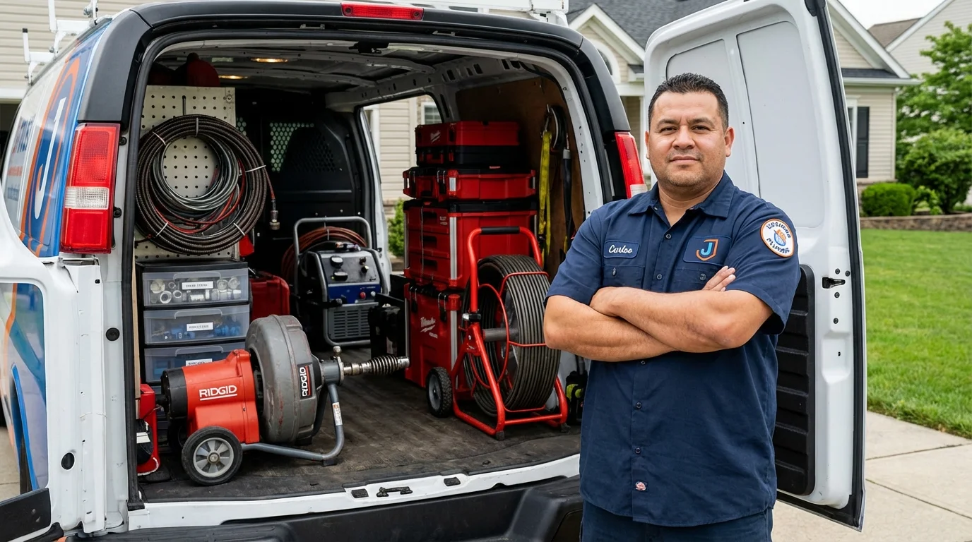 Professional drain cleaning equipment and Johns Plumbing LLC plumber in Leavittsburg