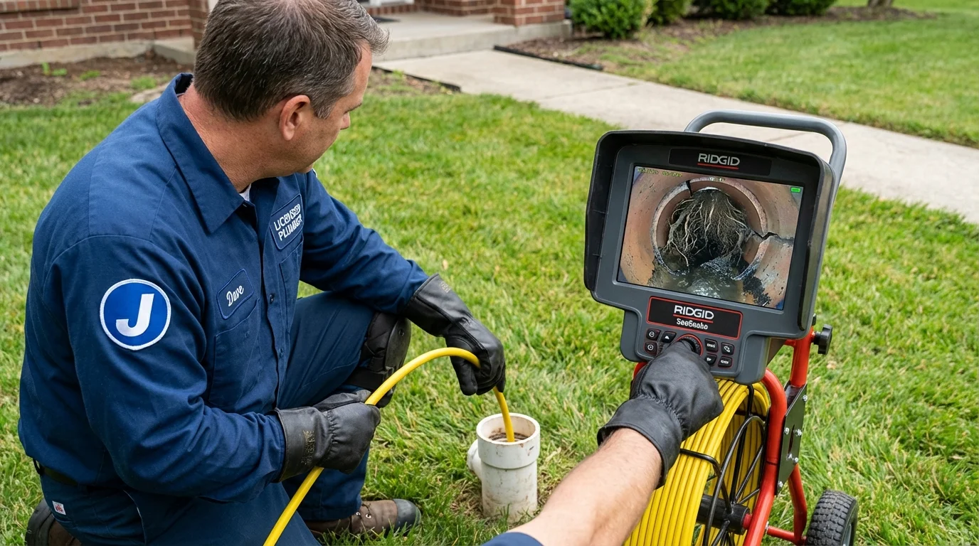 Sewer camera inspection being performed by Johns Plumbing LLC in Leavittsburg
